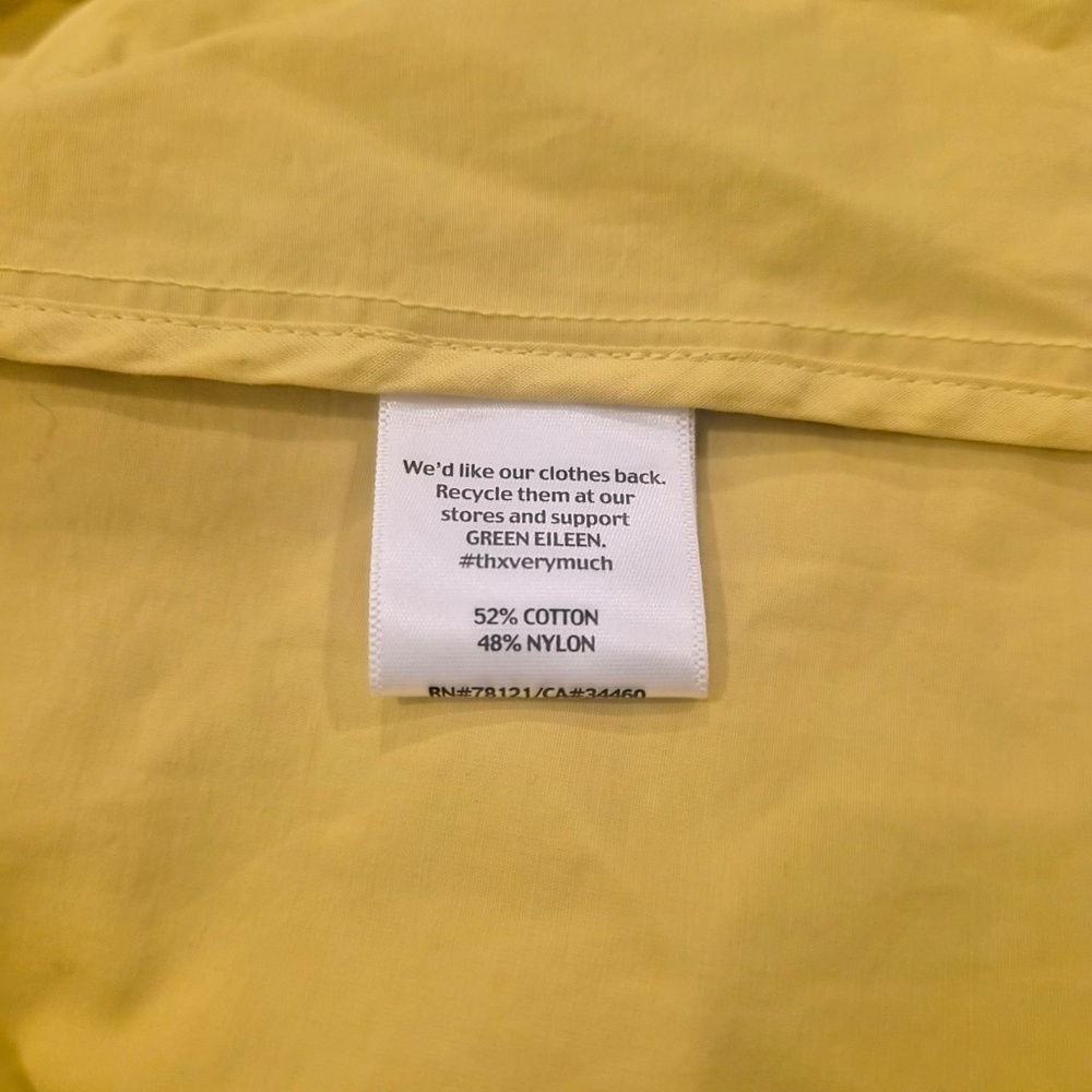Eileen Fisher Weather Resistant Cotton Nylon Campcore Granola Yellow Rain Coat S - Picture 15 of 16